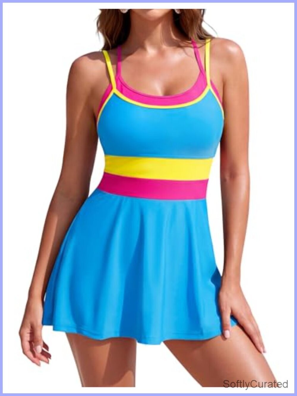 One Piece Swimsuit Swim Dress with Skirt Full Coverage Bathing Suit